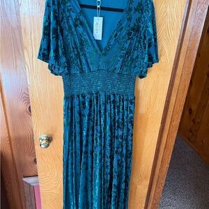 Baltic Born Teal Floral Maxi Dress